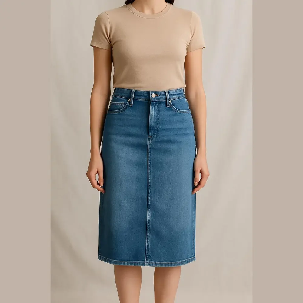 Lauren Ralph Lauren Blue Denim Midi Skirt